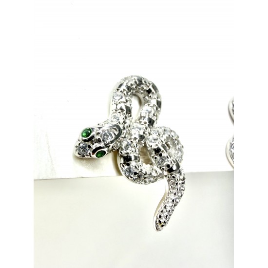 Yeşil Taşlı Yılan Küpe