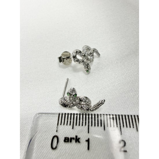 Yeşil Taşlı Yılan Küpe