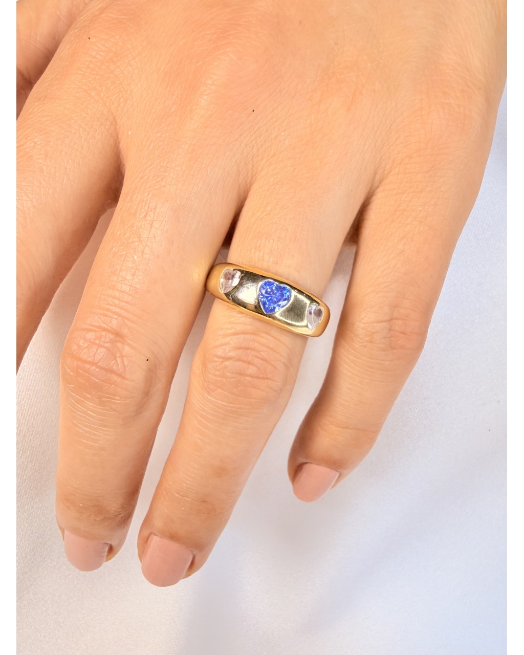 Mavi Kalpli Bombeli Yüzük