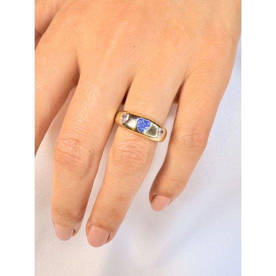 Mavi Kalpli Bombeli Yüzük: Zarif ve Şık Tasarım