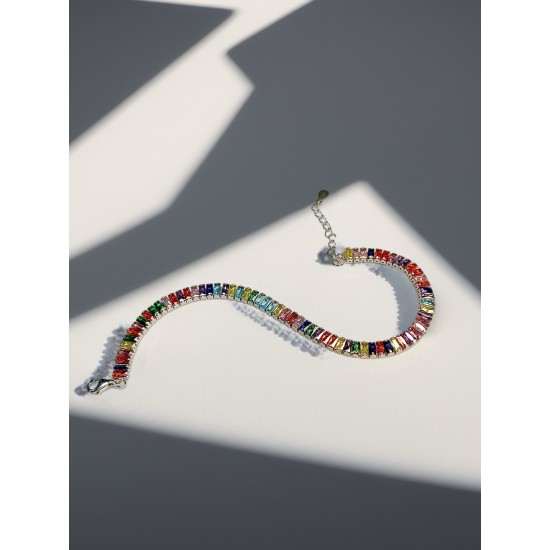 Renkli Taşlı Gümüş Bileklik