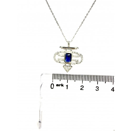 Mavi Baget Taşlı Kolye | Modern ve Özel Tasarım Kolye