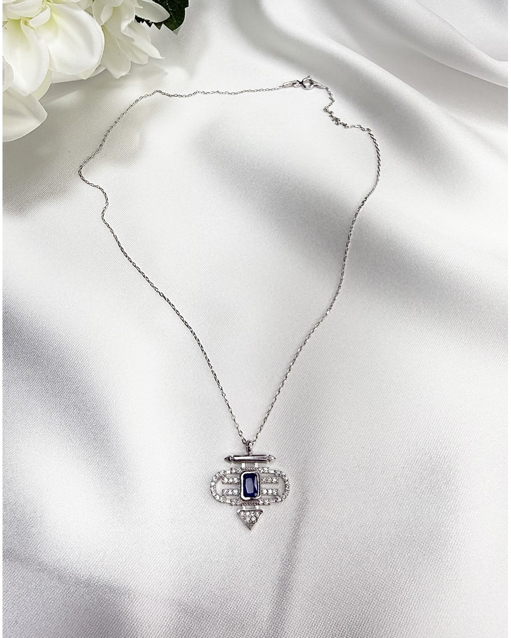 Mavi Baget Taşlı Kolye