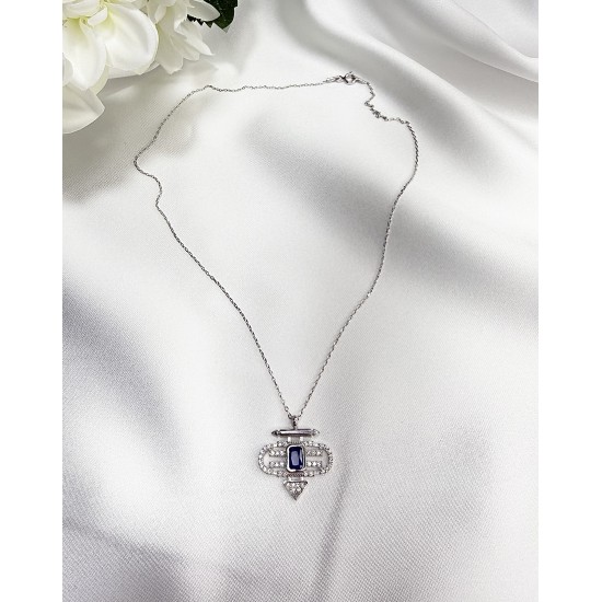 Mavi Baget Taşlı Kolye | Modern ve Özel Tasarım Kolye